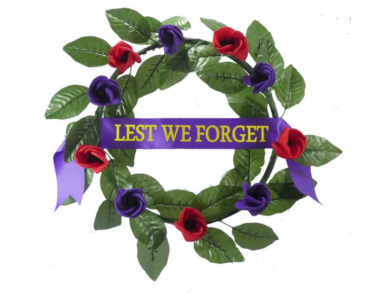 Remembrance Wreath - Dual Red + Purple Poppy